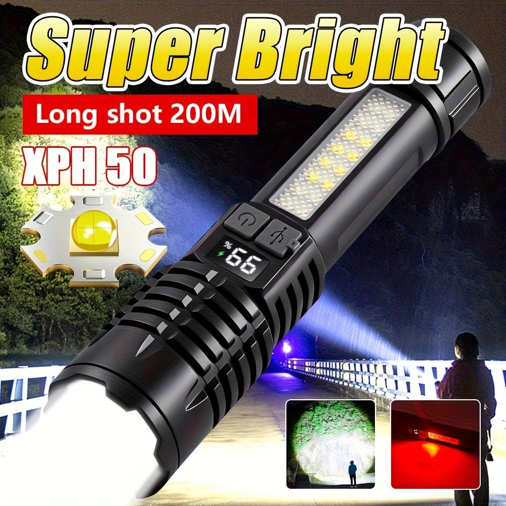 High Power LED Flashlight Powerful Type-C Rechargeable COB Flashlight With Side Light 5Modes Torch For Outdoor Camping Hiking