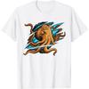 Inktvis Octopus Krasstijl Octopus in Water Oceaan Wereld T-shirt
