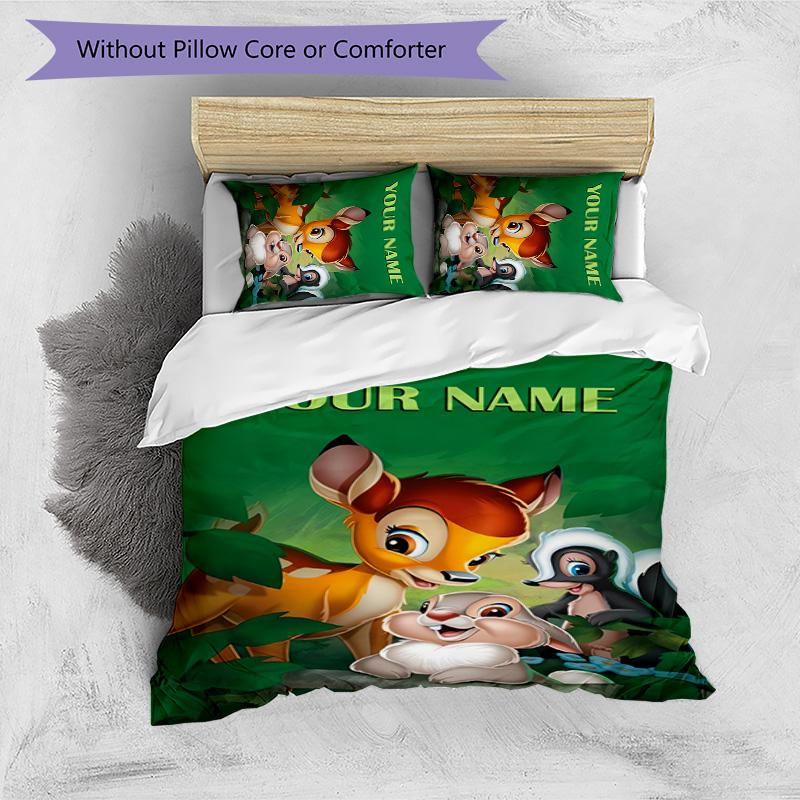 3pcs Bambi3 Cover Set - Personalized Name, HD Printed Bedding with 1 Cover and 2 Pillowcases - Perfect for Home Decor, Easy Care
