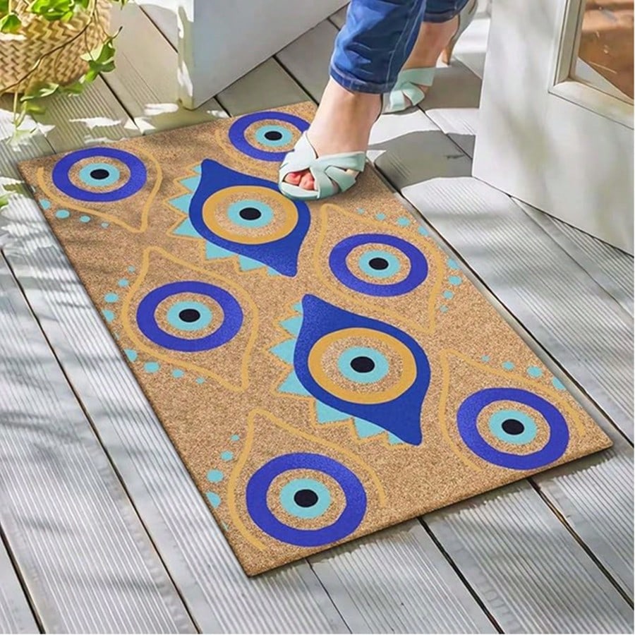 

Дверной коврик с узором глаз, Кокосовый дверной коврик «Сглаз», Проверь свою атмосферу, Прихожая, Подарок на новоселье, Подарок для нового дома, Декор, Новогодние подарки 50X80CM