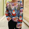 Women's Fashion Long Sleeve Christmas Snowman Snowflake Print Jacket Cardigan