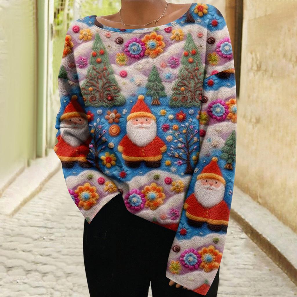 Women's Fashion Long Sleeve Christmas Snowman Snowflake Print Jacket Cardigan