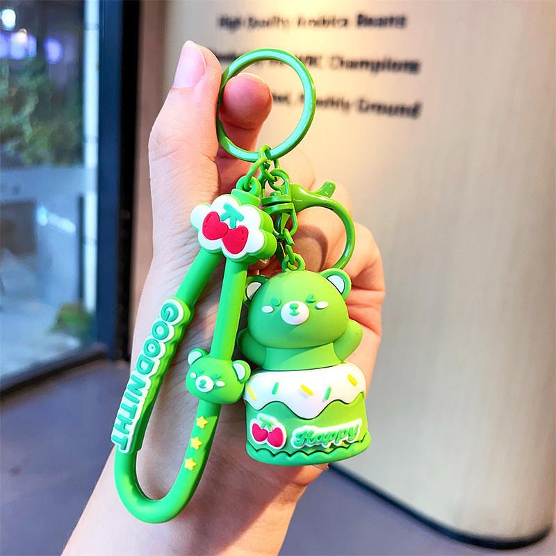 

Flashing Cake Colorful Bear Keychain Cute Silicone Cartoon Accessory Bag зелёный