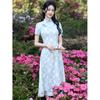 1011 new summer single-layer new Chinese style small and fresh long short-sleeved waist slim-fitting fashion cheongsam skirt