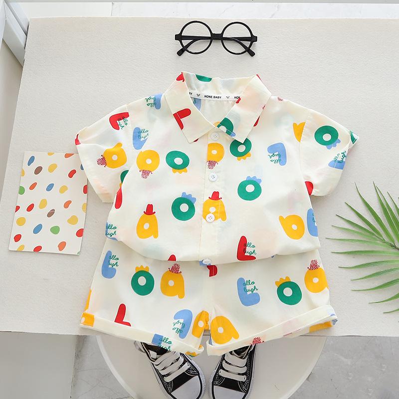 Children's Clothes Printed T-shirt Summer Sets Boys Short Sleeve Suit Baby Shirt and Shorts 2 Piece Set