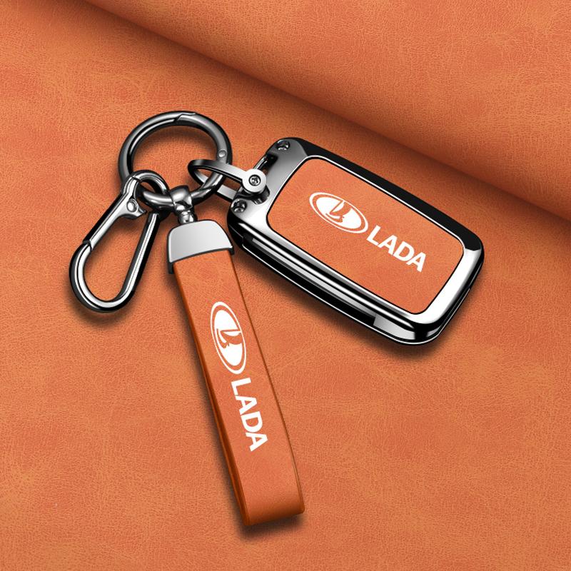 Zinc Alloy Leather Car Key Case Key Case LADA Vesta Granta XRay Kalina Priora Sedan Sport Key Case Folding Key Car Key Case