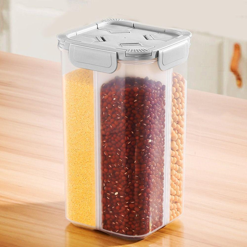 Transparent Grain Storage Box Square Food Storage Box Practical Divided Storage Containers  Kitchen