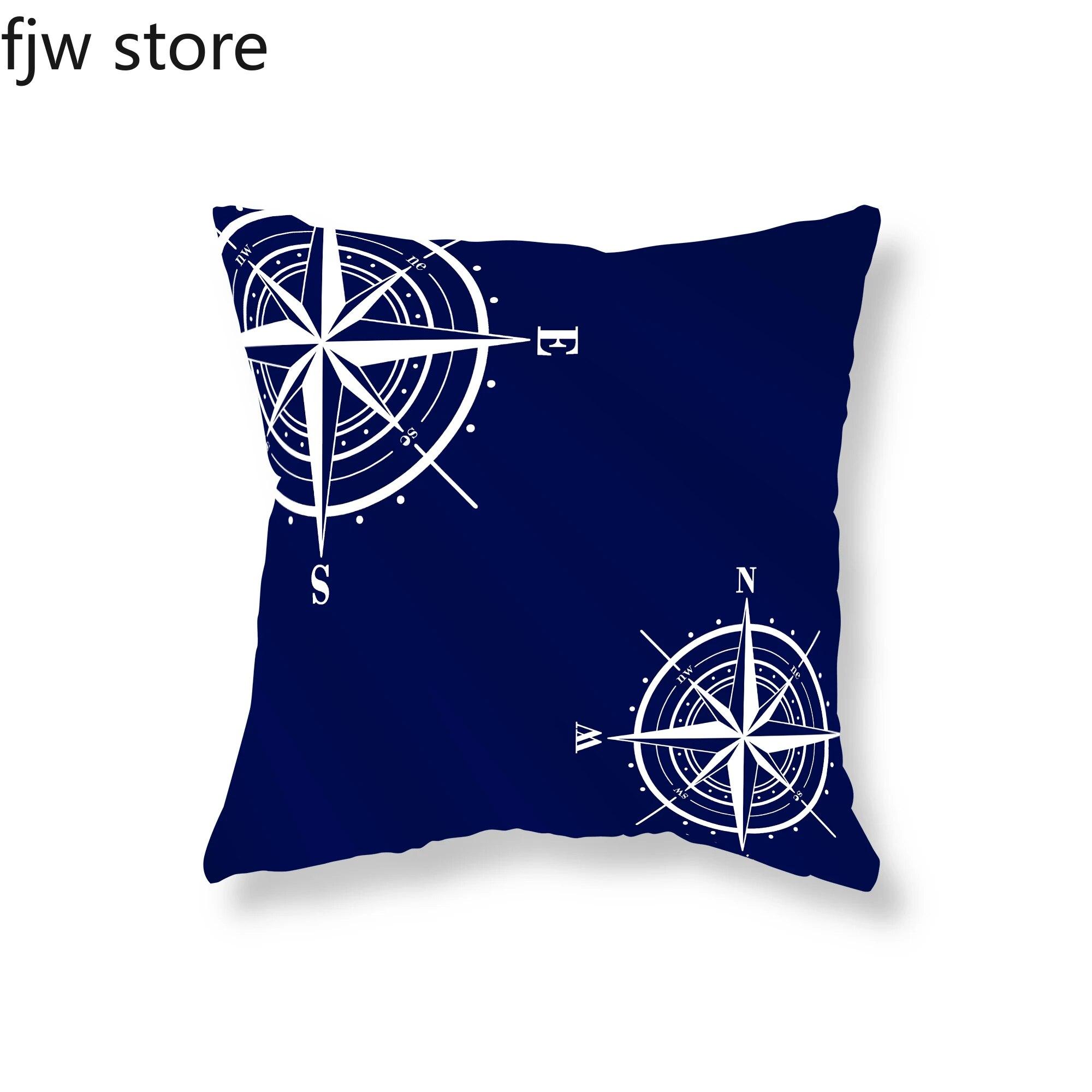 

Скандинавская темно-синяя морская серия наволочка для дивана декоративная подушка домашний декор компас якорь морская звезда орнамент в виде ракушки 40x40cm
