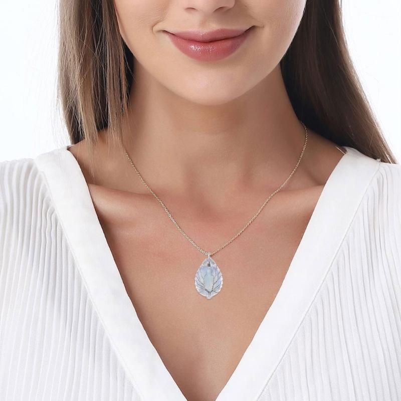Water Drop Shaped Necklace Pendant Necklace Crystal Stone Jewelry Crystal Stone Material Necklace Jewelry Gift for Women