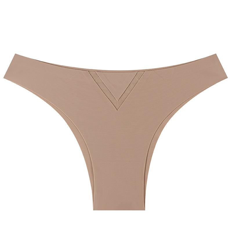 Ladies Spring and Summer Sexy Hollow Out Mesh Pure Color A Piece of Ice Silk Briefs