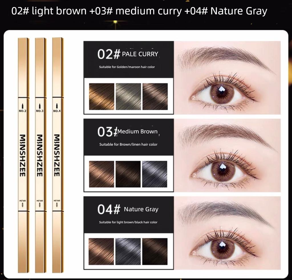 3 | Small Gold Bar Eyebrow Pencil Waterproof Long Lasting Fadeless Sweat-Proof Extremely Fine Nature Vivid Female Beginner Official Authentic Products
