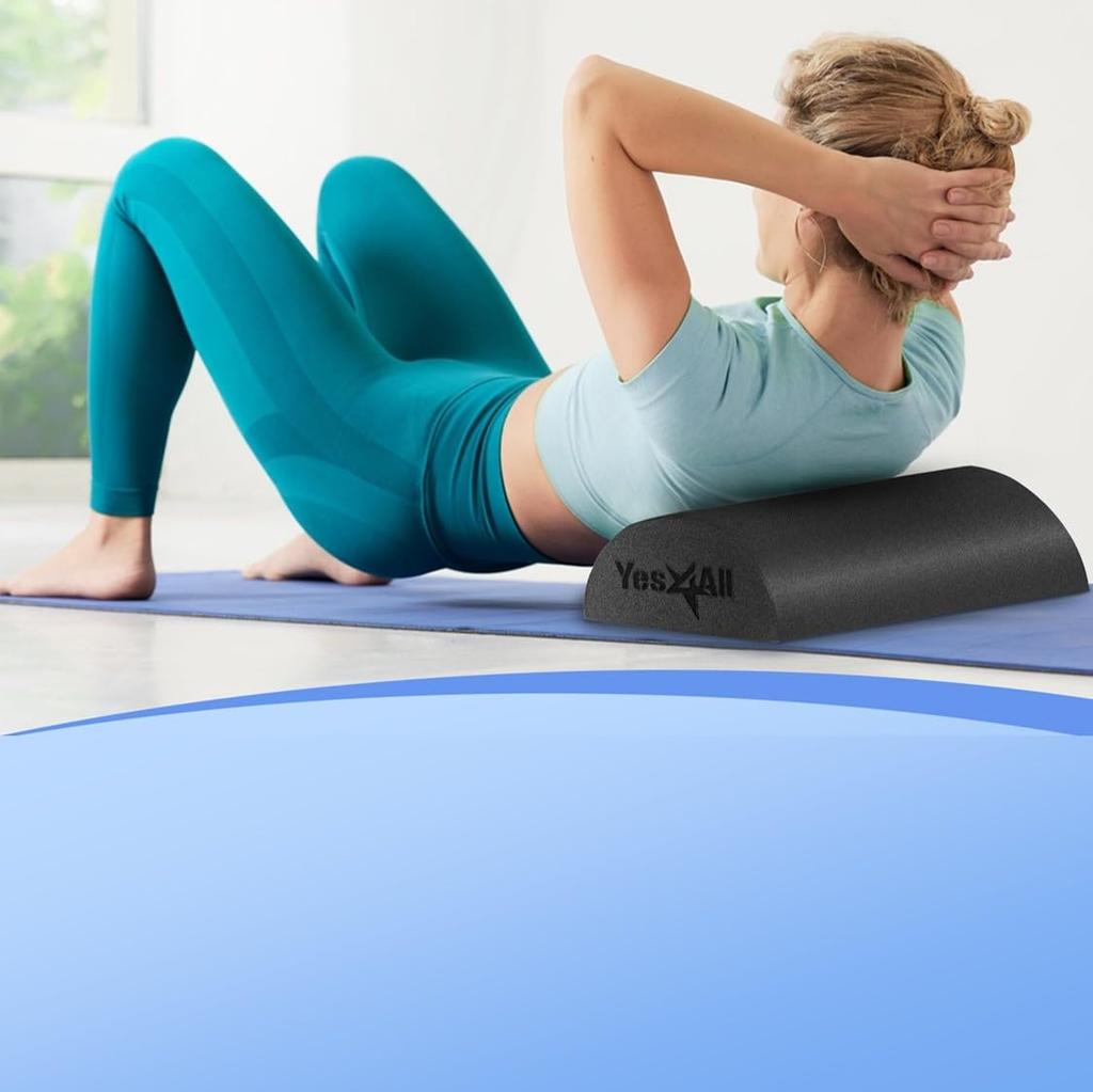 Yes4All Medium Firm Half Foam Roller for Post-Workout Relaxation, 30/45/60/90cm PE Foam Roll for Back Massage and Yoga Exercises