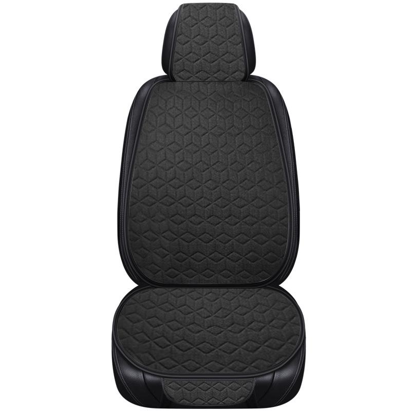 Universal All-Season Linen Car Seat Cushion Set - 3-Piece with Back Cushion and Headrest