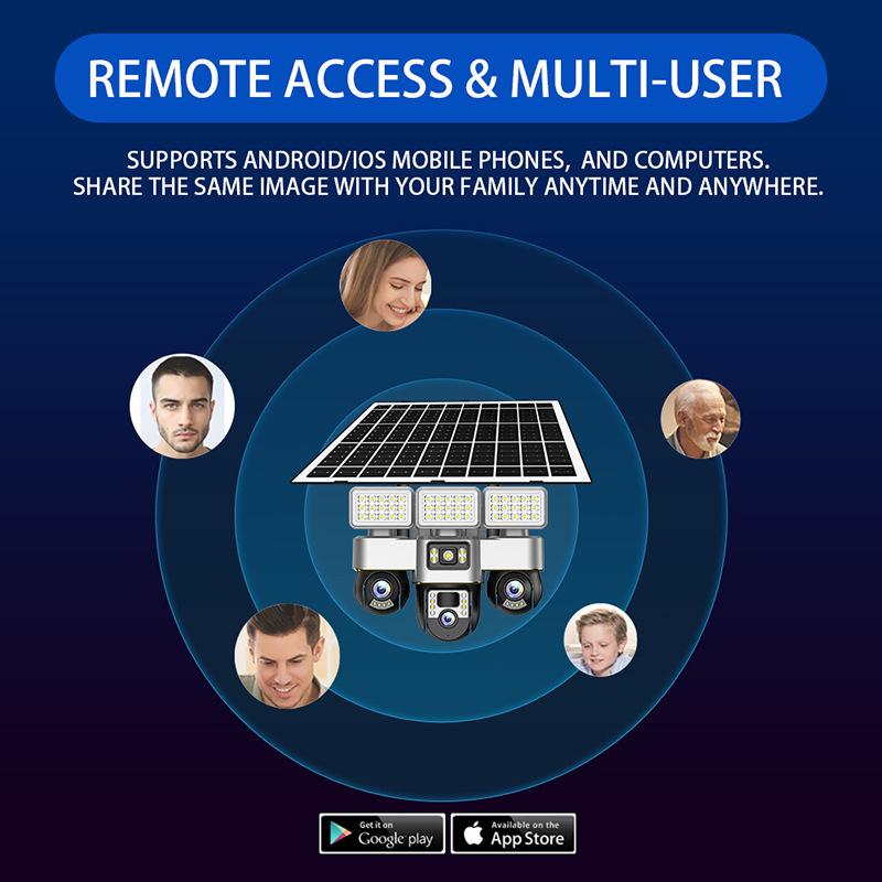 Outdoor Solar Surveillance Camera HD Night Vision Low Power Consumption Multifunctional Three Ball Street Light Camera