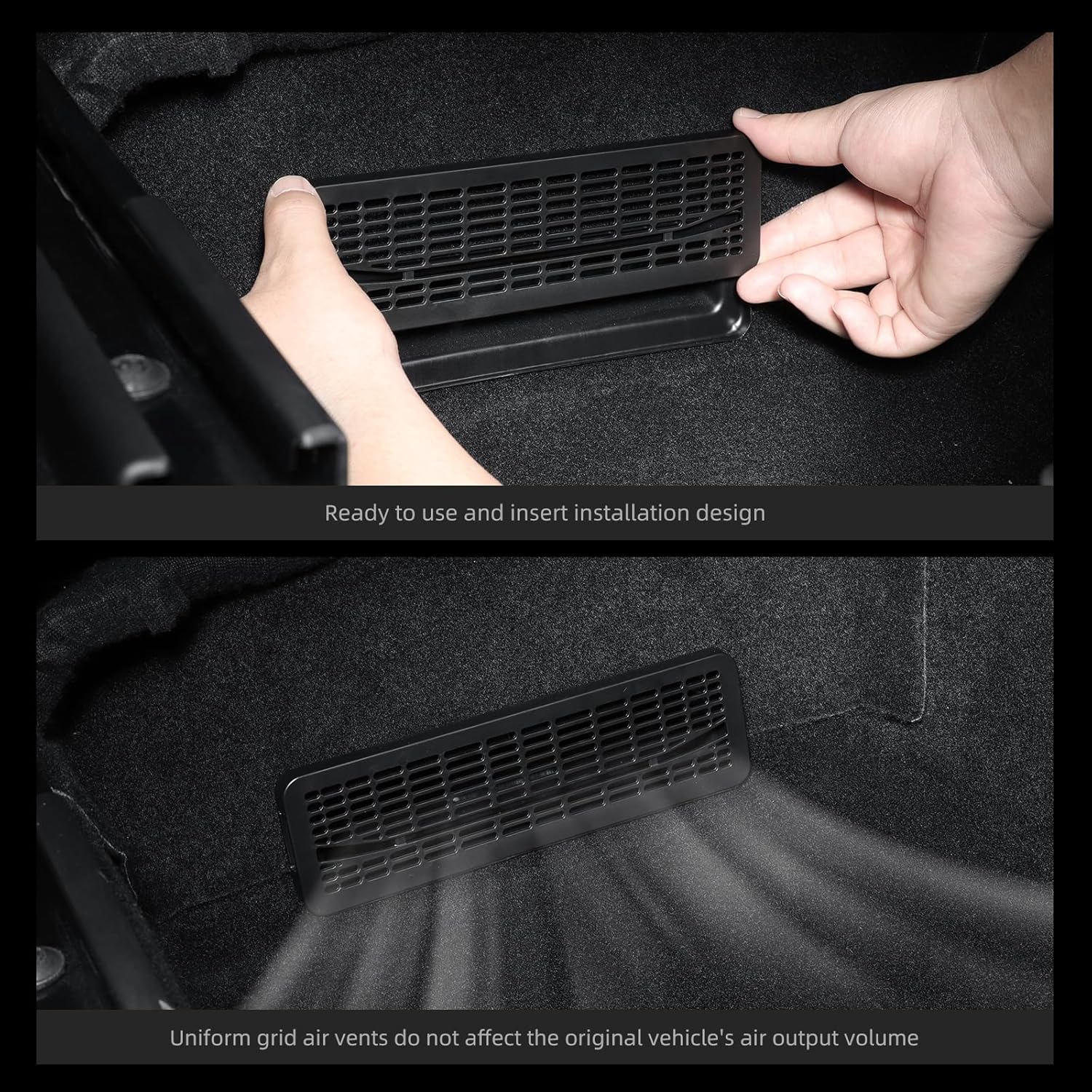 LUCKEASY 2PCS Floor Air Flow Vent Grille Protection for Tesla Model Y Juniper 2025 2026 Air Vent Cover Rear Under Seat Air Condition Outlet Grille