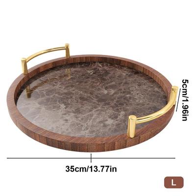Kulatý servírovací podnos Wutuo z bambusu s rukojetí