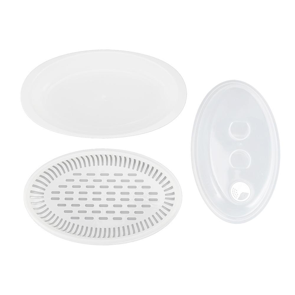 PP Microwave Steamed Fish Plate Heat Conduction Microwave Fish Cooking Plate  Breakfast белый