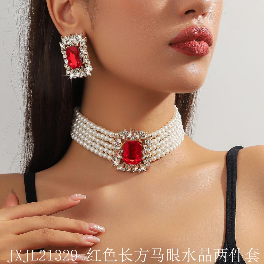 Koreanische Retro-Perlen-Diamant-Fransen-Halskette Internet-Berühmtheit Temperament Designgefühl Blume Schleife Schlüsselbeinkette Halskette weiblich