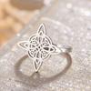LIKGREAT Wicca Amulett Ring Hexenknoten Ringe Edelstahl Keltischer Schutz Glücksbringer Schmuck Geschenke für Frauen Männer