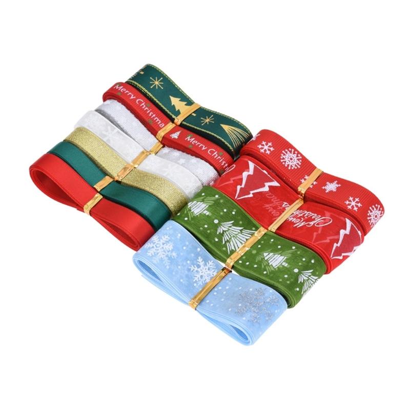 Pack of 11Polyester Ribbons for Christmas Present and Wedding Decorations Stylish Flower Bouquet Wrapping Silk Ribbons