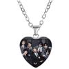 Heart Shaped Pendant Necklace with Group Photo Print Stainless Chain Customizable Jewelry for Everyday Wear