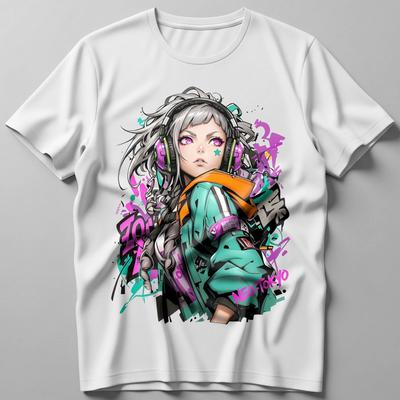 Cyberpunk Anime Girl Graphic 002 Manga Adult / Childrens T Shirts/t-shir Cotton