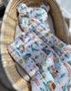 Teddy bear duvet with filling and contoured pillow - 2-piece set - turquoise train