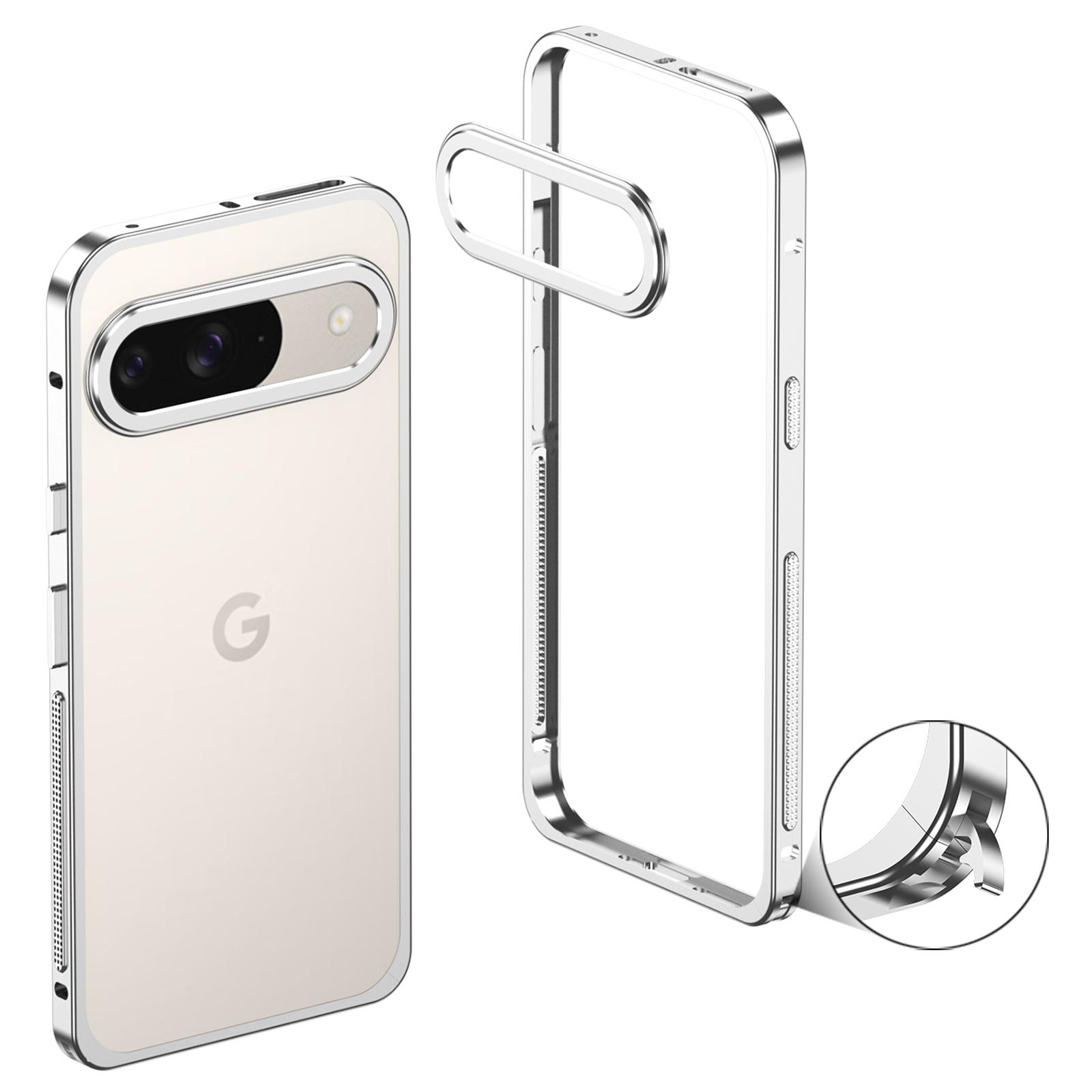 

Бамперы для Google Pixel 9/9 Pro Металлический каркас Чехол для отвода тепла с защитой объектива Silver