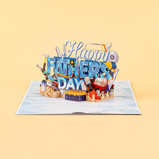 Toolbox Pop Up Father's Day Card for Dad 3D Happy Father's Day Greeting Card with Envelope from Son Daughter Wife Best Dad Award Card Gift