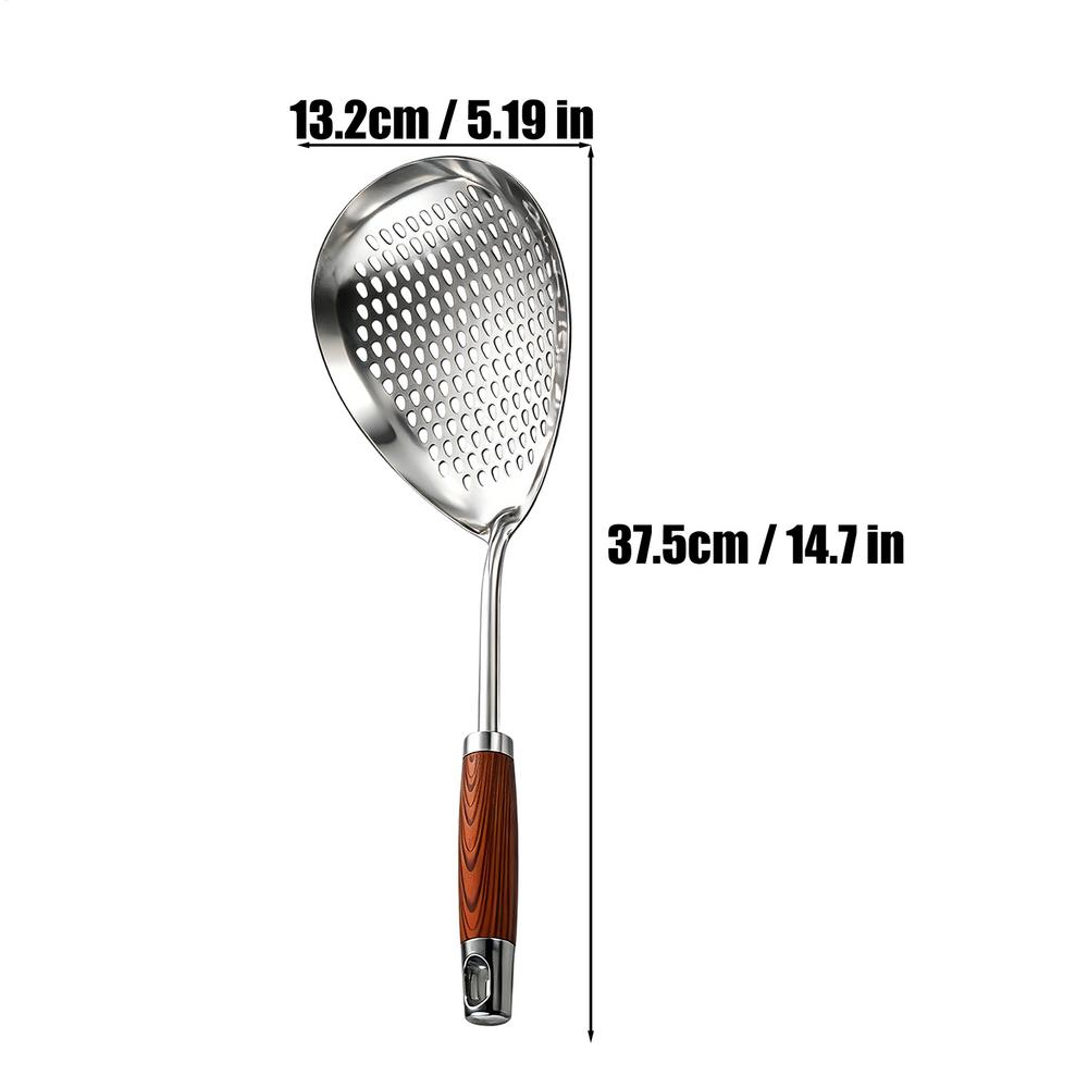 Stainless Steel Colander Filter Spoon Multifunctional Oval Oil Skimmer Scoop Long Handle Ramen Scoop Kitchen Cooking Utensils