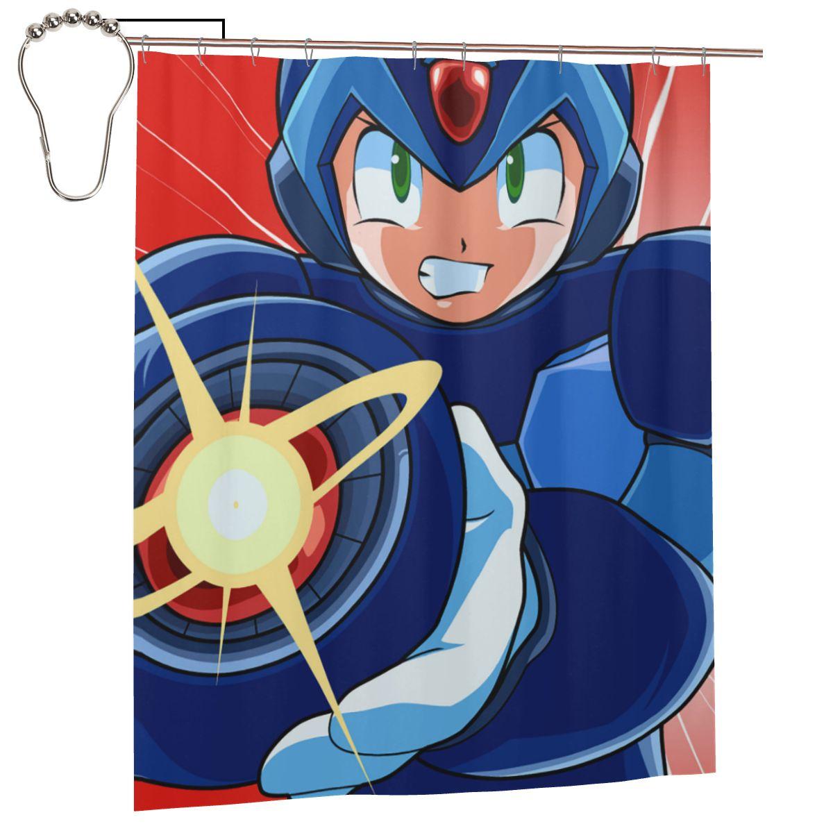 Megaman Video Game Mega Man Shower Curtain Bathroom Polyester Waterproof Bath Curtains With Hooks W60H190(CM)-1 Pcs