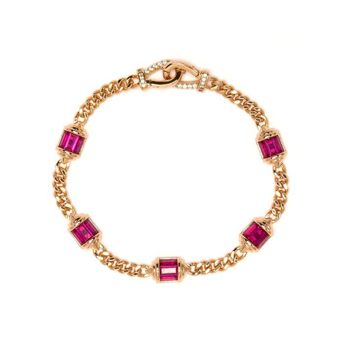 Bracelet - LUXENTER - Kansha - Zircone rubis - Plaqué or 18K - Couleur rouge