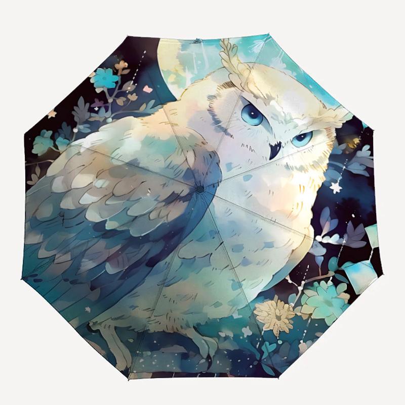 

1pc Owl Fantasy Fashionable Automatic Opening/Closing Folding Umbrella with 8 Bones, Windproof Portable, Daily Use59