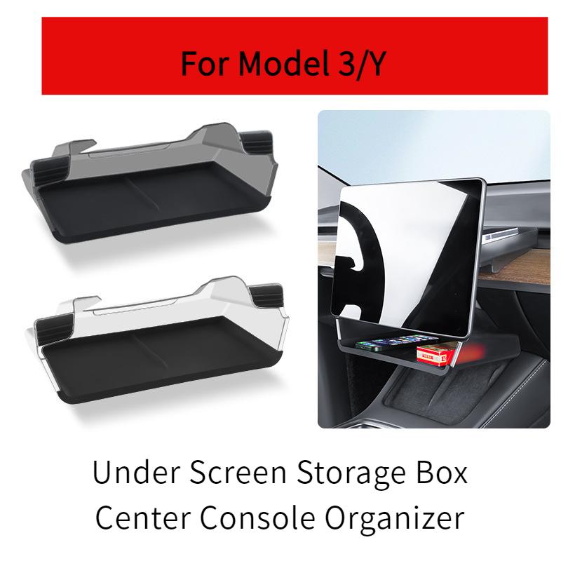 For Tesla Model 3/Y  New Model 3/Y  2025  Under Screen Storage Box Central Control Hidden Storage Organizer Tray Car Accessories