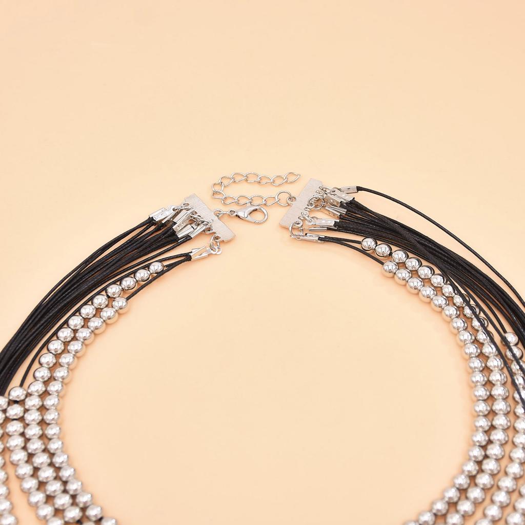 Elegant Multi Layer Beaded Necklace Waterfall Clavicle Chain Adjustable Length Neckchain for Bohemian Style Enthusiasts