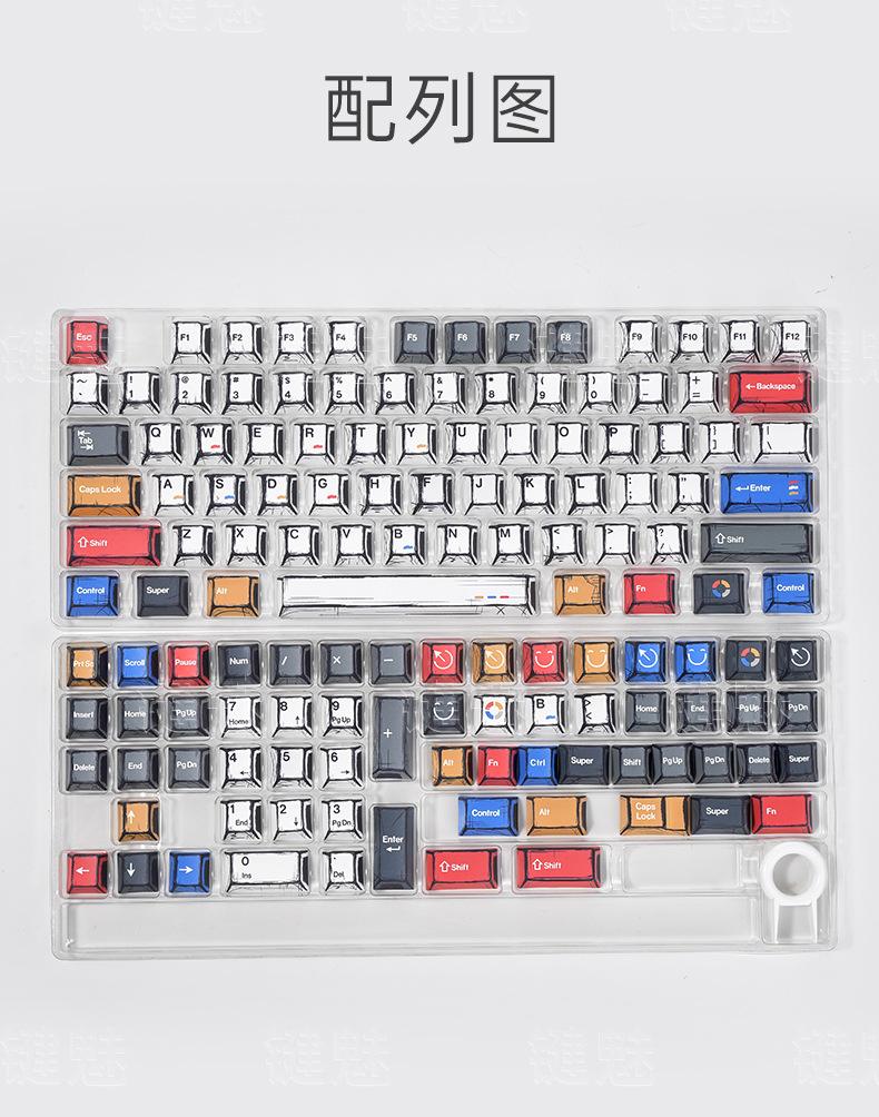 

Классические комиксные колпачки для клавиш, пятисторонняя сублимация красителя, набор PBT колпачков для механической клавиатуры для 130 108 99 98 87 82 75 68 клавиш, не клавиатура 1 pcs