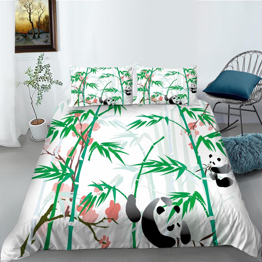 Bettdecke Cartoon Panda Niedlich Liebe Englischer Panda Digitaldruck Bettwäsche Set Geeignet Kinder Kinder Und Erwachsene