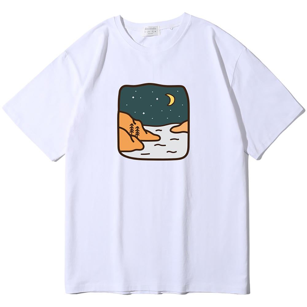 Yda Moon River Свободная футболка с коротким рукавом_Yd2019Tswh L/M