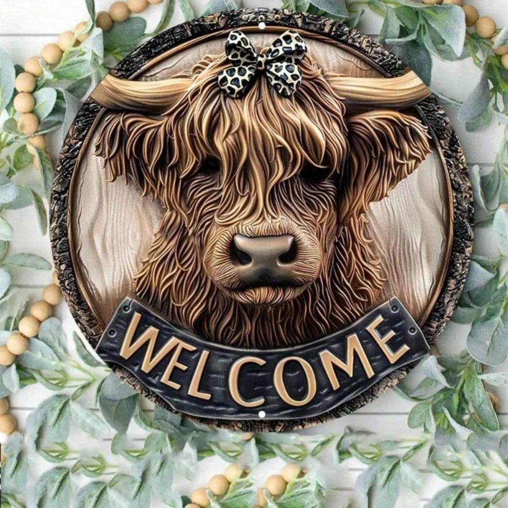 Metal Gingerbread House Wreath Christmas Decor 8 Inch Round Wall Art for Home Bar Cafe Indoor Outdoor Holiday