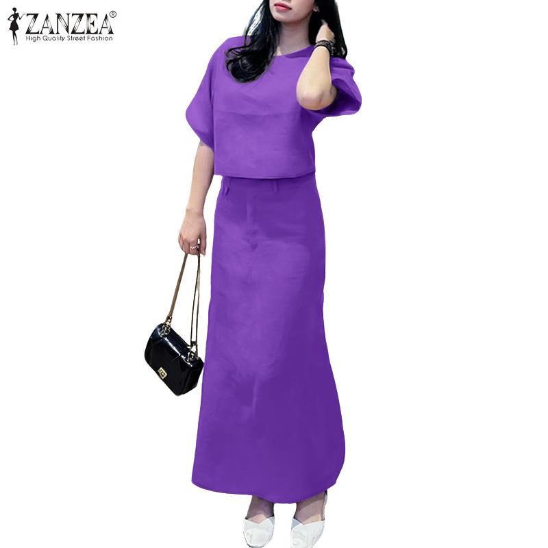 ZANZEA Bluză și fuste cu jumătate de mânecă pentru femei Seturi de costume casual din două piese