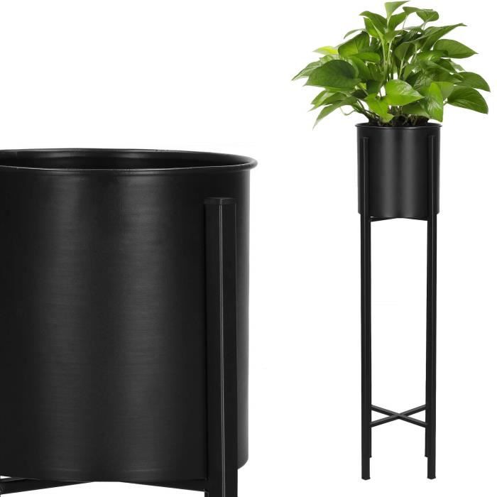 Springos ® Metal Flower Bed with a Black Pot, 16 X 74 Cm the Perfect Decoration for the Interior and Exterior of Your Ho