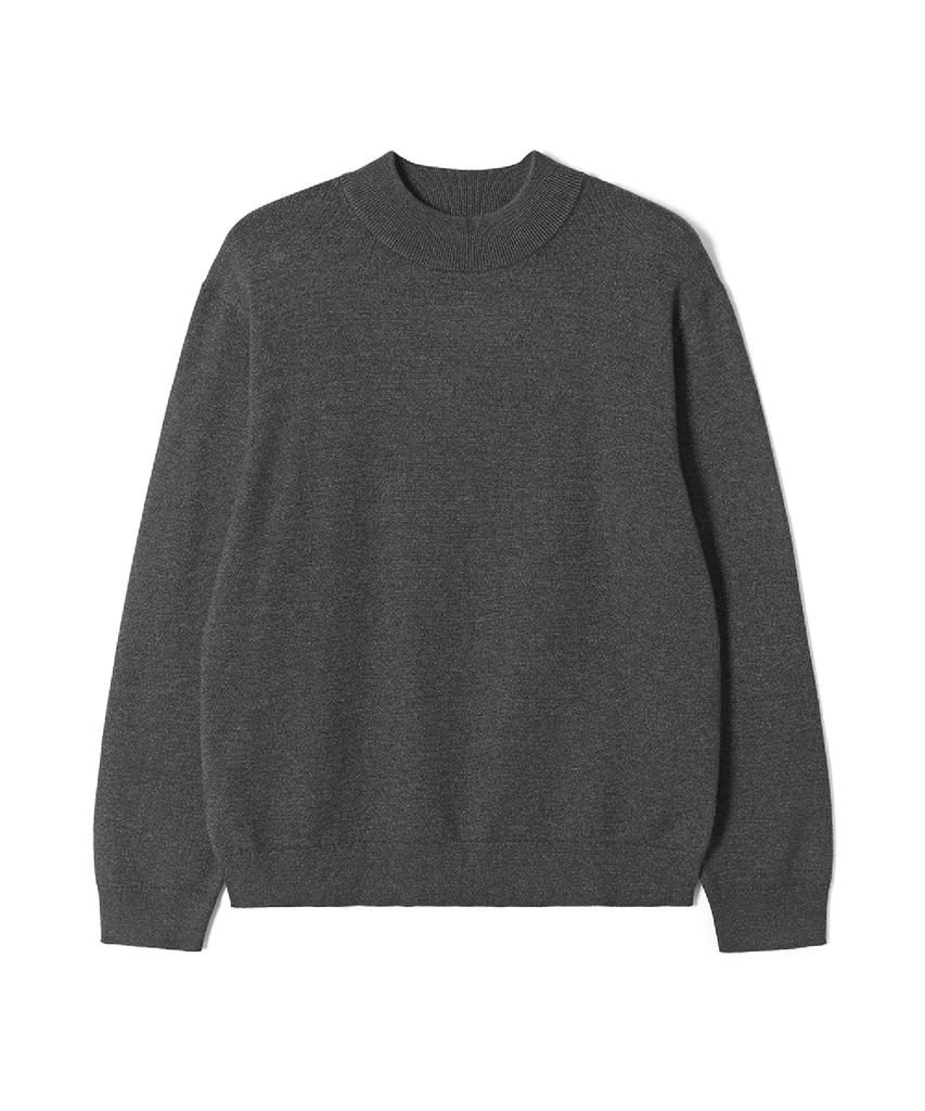 ADHOC Unisex Basic Mock Neck Knit (Dk-Grey) (Hcalka2)