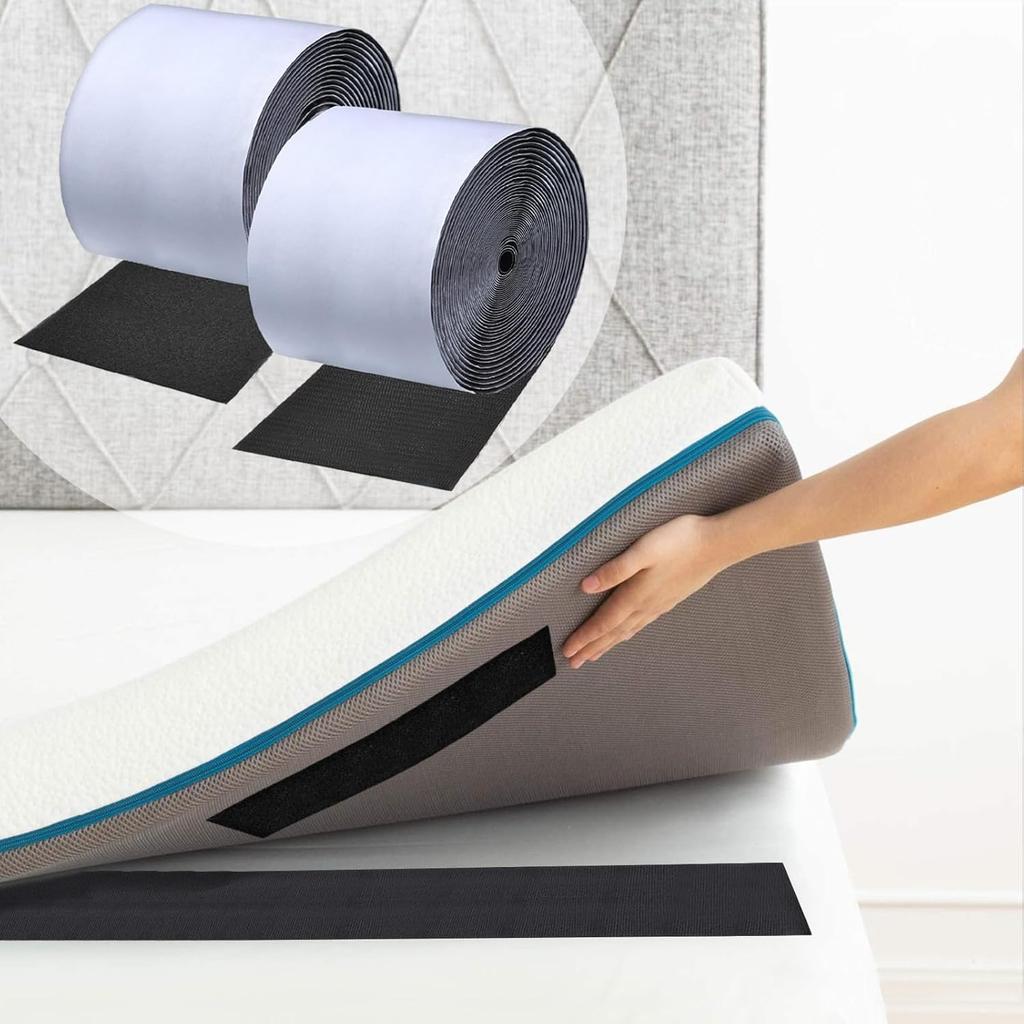 1set Wide Hook and Loop Tape with Adhesive, Nylon Self Adhesive Heavy Duty Strips Fastener for Sofa, Keep Couch Cushions from Sl