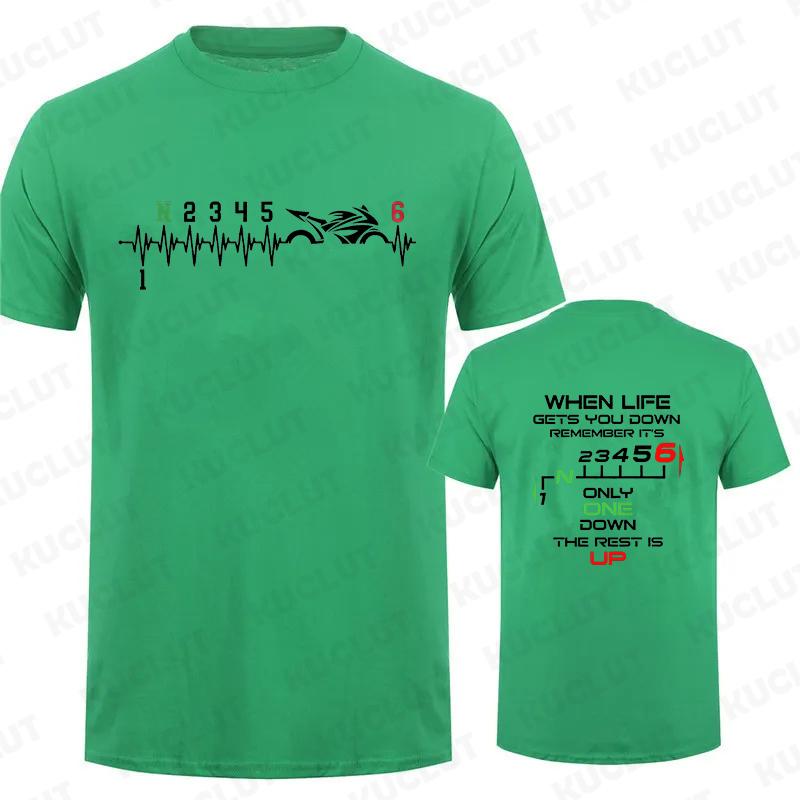 1N23456 Motorcycle Gear Biker Heartbeat Graphic Print T Shirt Men T-Shirts Summer Men's T Shirt Clothing Oversized Men Tshirt