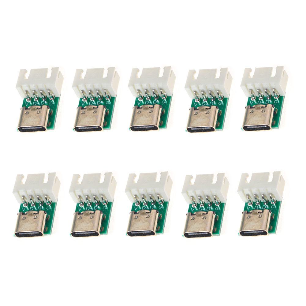 10PCS USB3.1 Type-C Test Board Kit- Female Connector Set - 16P 2.54mm PCB Converter for High-Current Power Supply Adapters