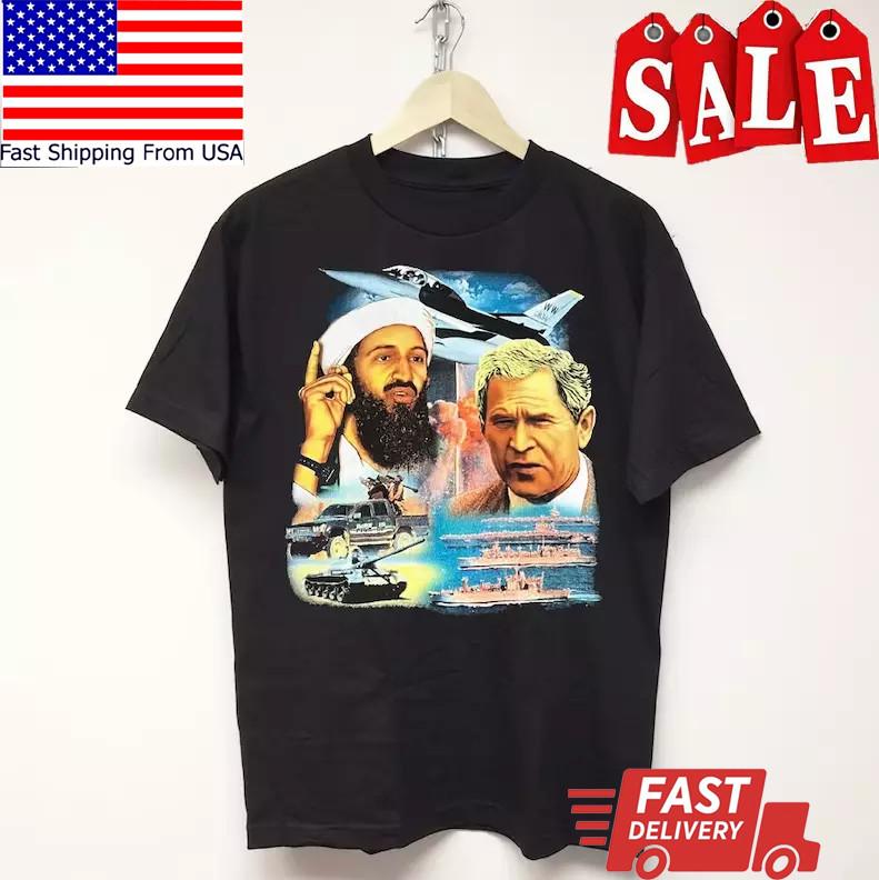 

9-11 Винтажная футболка Rap Tee Усама бен Ладен, Бавовняна футболка для унісекс Унісекс футболка M