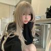 Wig Women Milk Tea Gray Brown Long Straight Hair Y2k Internet Celebrity Subculture Qi Bangs High-level Wig Whole Head Cover