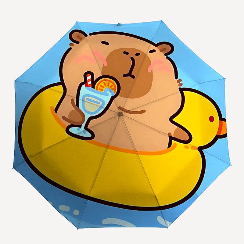 Capybara Themed Travel Umbrella-8 Ribs Automatic Opening and Closing, Portable Folding Design, Compact and Stylish Umbrella Suitable for Out