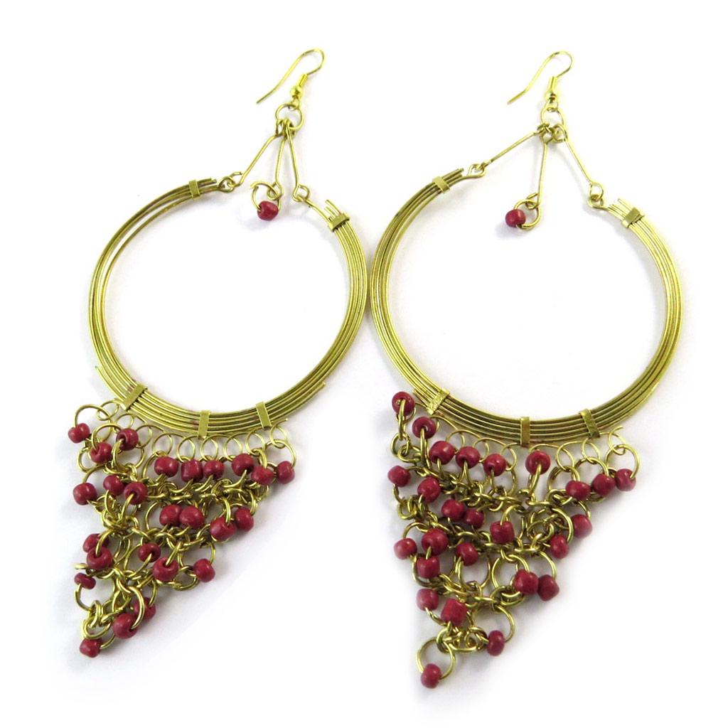 Les Trésors De Lily [N9914] - Golden Red 'Altaï' Designer Earrings