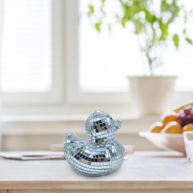 Einzigartige Silberglas Entenform Spiegelnde Figur Reflektierende Entenstatue Discos Ornament für Partydekorationen Enthusiasten